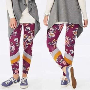Matilda Jane Floral Purple and Gold Women’s Athletic Mesh Leggings